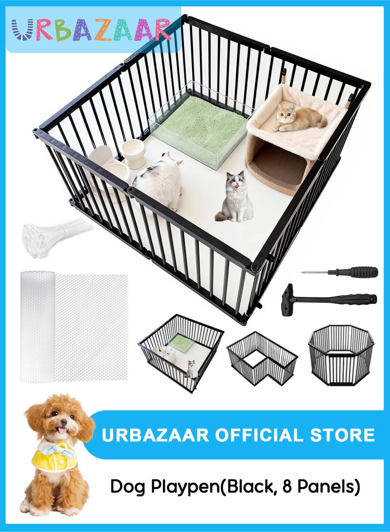 URbazaar 36.6 in(H) Decorative Pets Fence with Gate,8 Panels Total 24.4 Ft(L) Heavy Duty Iron Animal Barrier Fence for Yard,Suitable for Indoor Pet Or Outdoor Dog Fencing, Border Fenc - Image 1